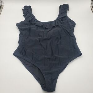 ☆☆ Sugar Coast Black Ruffle Accent One Piece Swim Suit Size Large